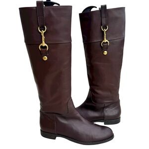 Coach Martta Knee High Boots Brown Leather